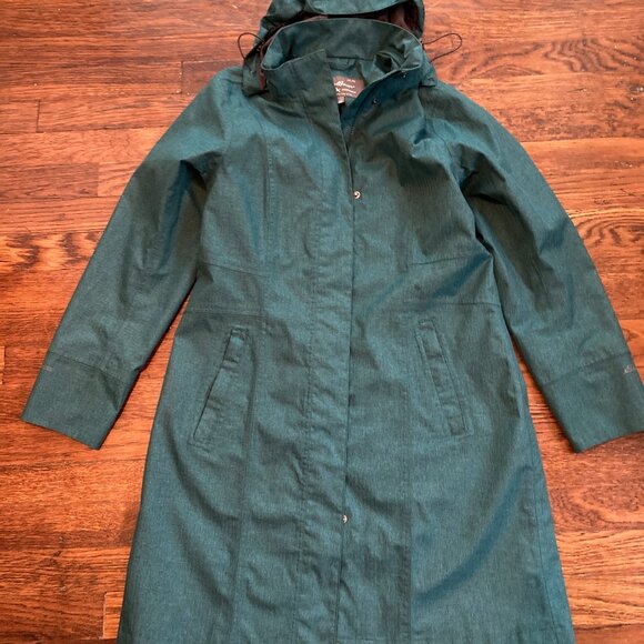 Eddie Bauer Womens Rain Jacket Lined w/Zip and Snap Front w/Detachable Hood PMed - Picture 1 of 6